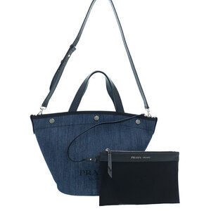 Prada Denim Leather Tote Bag